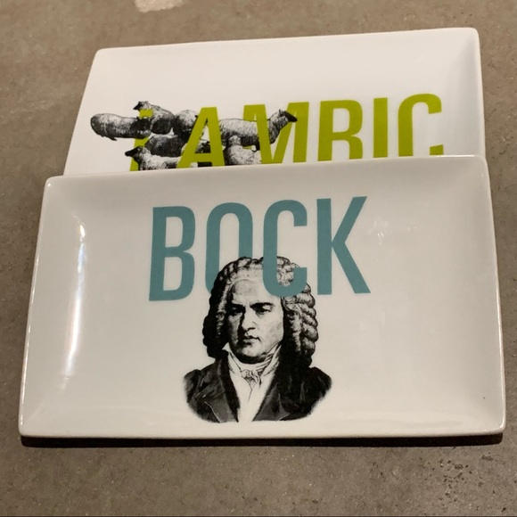 Crate&Barrel Set of 3 Beer Rectangle Plates Bock/Hefeweizen/ Lambic - Picture 5 of 6